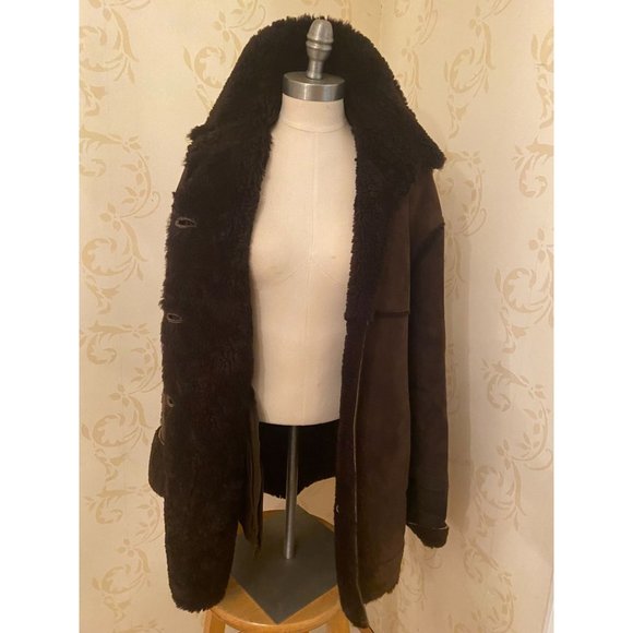 WINTER SALE Lamatta 100% Shearling Brown Jacket Ladies Size 42 - Picture 1 of 5
